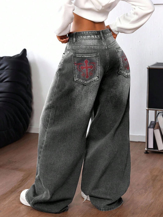 Graue Jeans